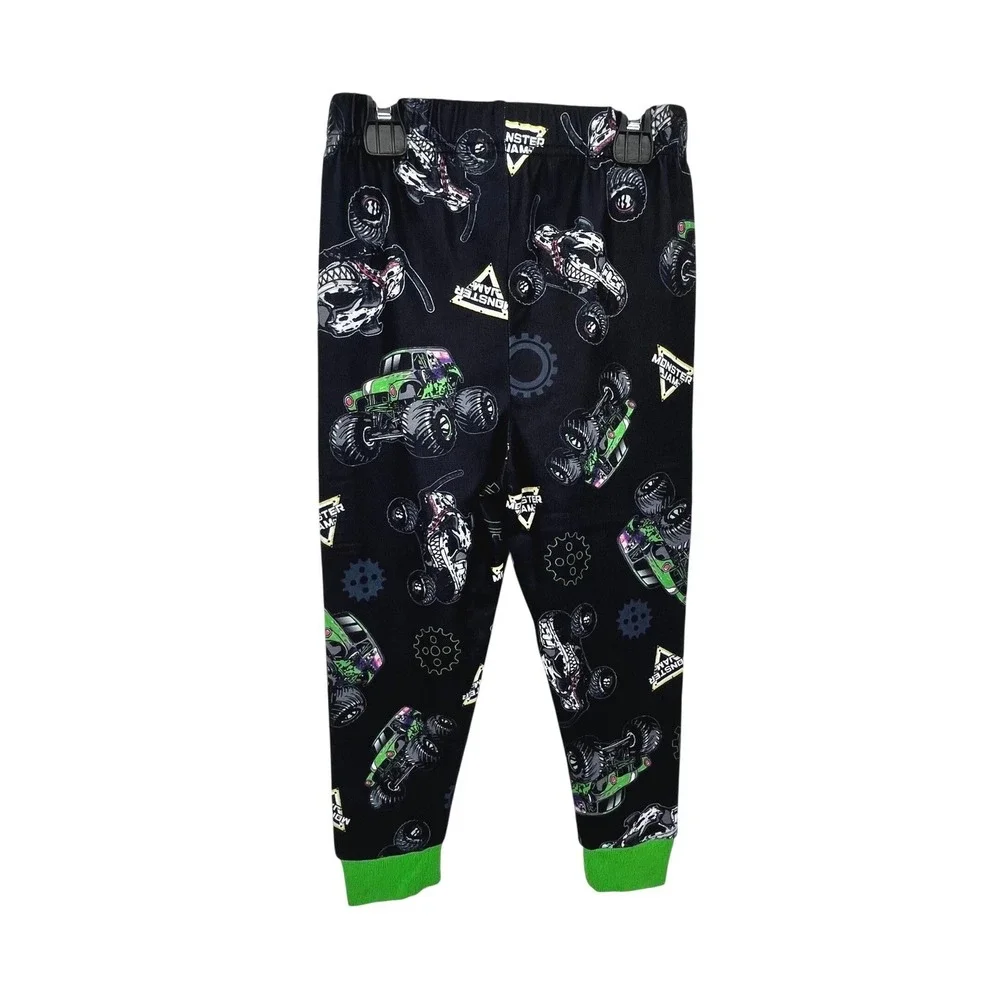 Monster Truck Pajama Set Boys Size 6 Black Green Grave Digger Max-D Graphic 2PC